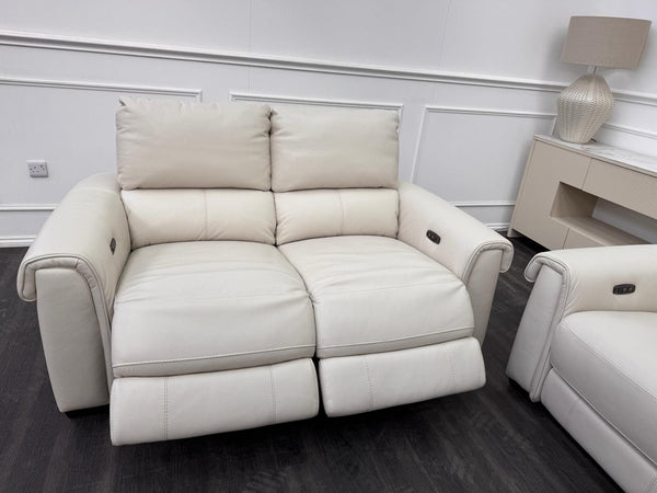 Furniture Village Nixon 2 & 2 Seater Sofa Set Power Recliner Frost Leather17