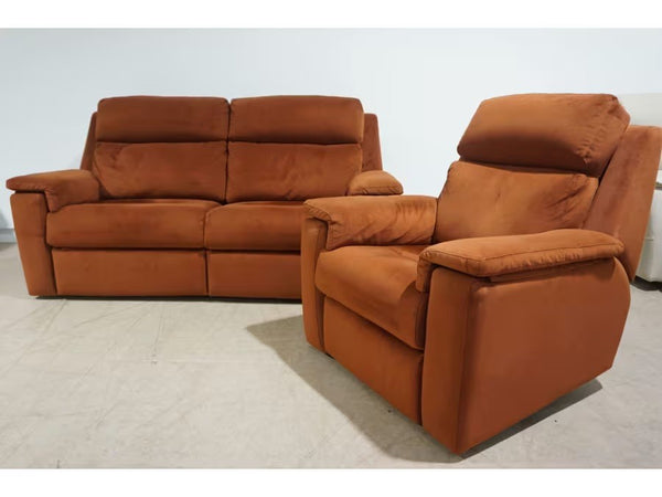 G Plan Thornbury plush umber fabric 3 seater + armchair sofa set power recliner 1