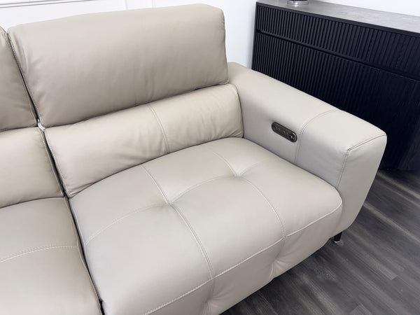 Furniture Village New York Power Recliner 3 Seater Sofa Pale Grey Leather5