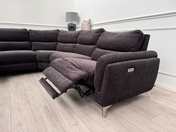 DFS Black Fabric Corner Sofa Power Recliner Modular Sofa2
