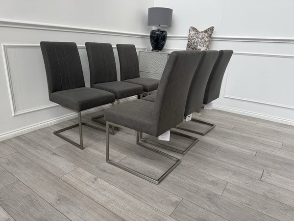 Furniture Village Grigio Set of 6 Grey Suede Dining Chairs1