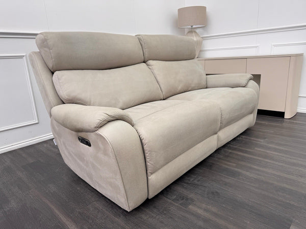 LA Z BOY Winchester Power Recliner 3 Seater Sofa In Beige Fabric Power Headrest2