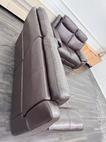 Furniture Village Starlight 3+2 Seater Sofa Set Pwr Recliner Dark Brown Leather18