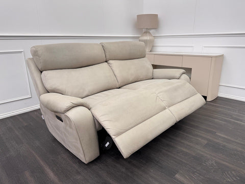 LA Z BOY Winchester Power Recliner 3 Seater Sofa In Beige Fabric Power Headrest0