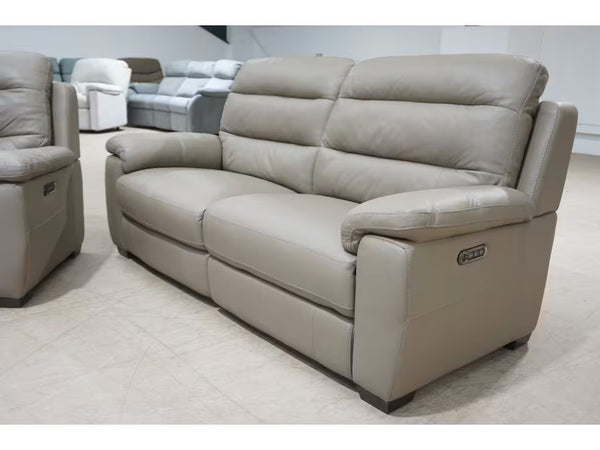 Furniture Village Taupe Leather Power Recliner 3 & 2 Seater Sofa Set4