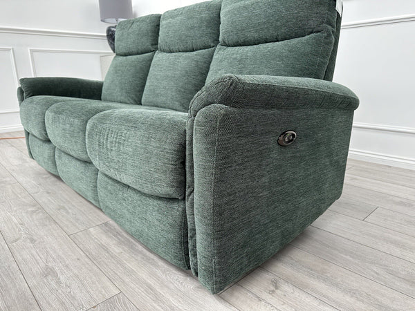 FURNITURE VILLAGE Piccolo Moss Green Fabric Power Recliner 3 Seater Sofa8