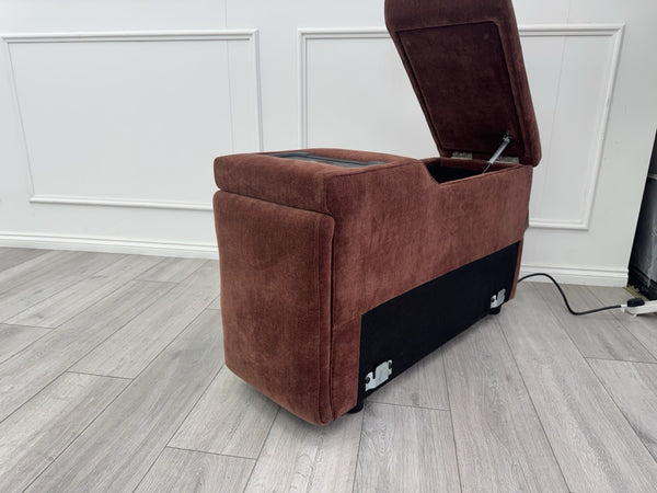 Sofology Plaza Console Red Chenille Denim Cup Holders Wireless Charging Socket1