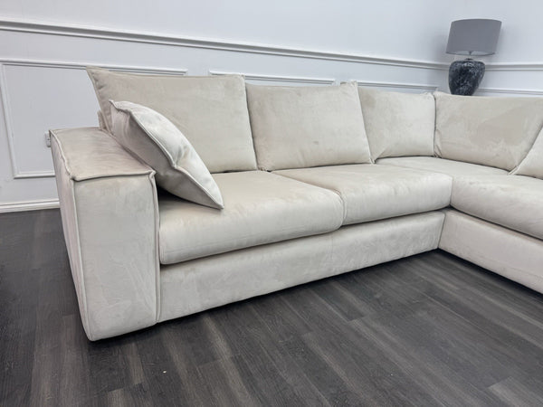 DFS Large Cream Velvet Corner Sofa Left Hand Facing (Fast Delivery)5