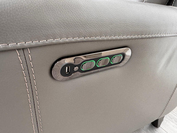 Furniture Village Zen Grey Leather Static 3 Seater  + Recliner 2 Seater Sofa Set3