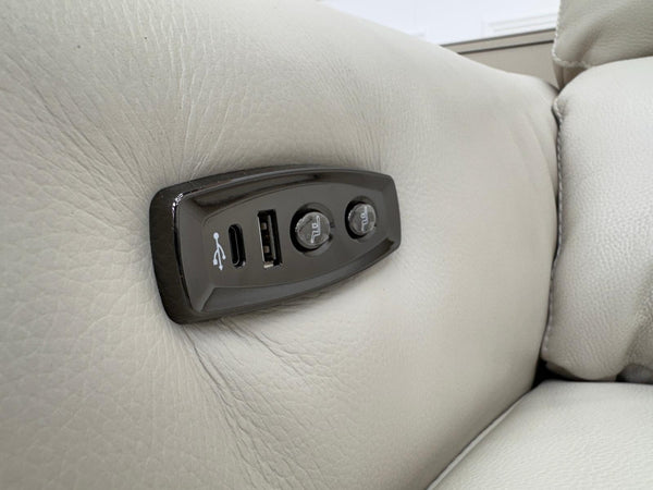 Furniture Village Nixon 2 & 2 Seater Sofa Set Power Recliner Frost Leather8