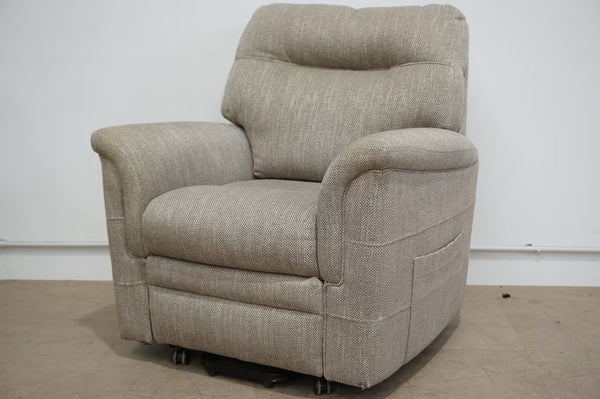 Parker Knoll Hudson Beige mix cross weave fabric Power Rise & Recliner Armchair1