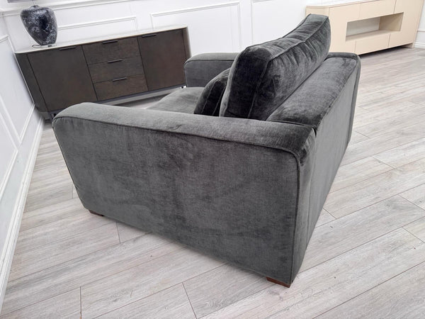 Sofology Cavalli Loveseat Charcoal Grey Denim Chenille Fabric4