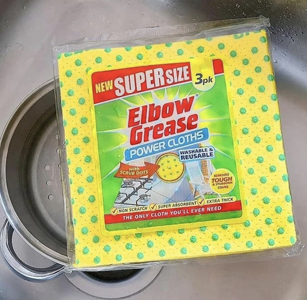 3x Elbow Grease Cleaning Washable Reusable Stain Power Cloths with Scrub Dots1