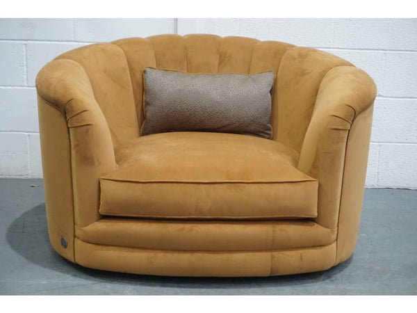 Duresta Bardot zion camel velvet fabric large swivel armchair5