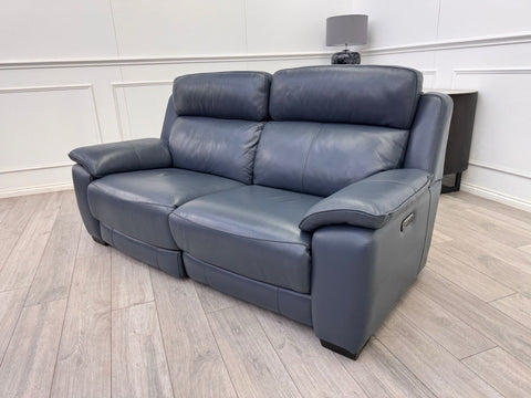 Furniture Village Starlight 3 Seater Sofa In Power Recliner Navy Blue Leather0