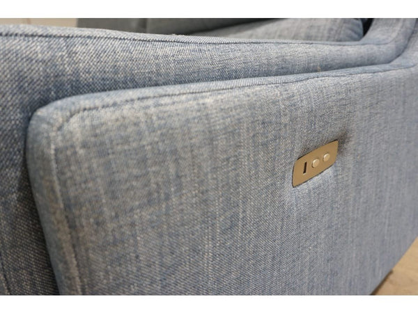 Parker Knoll Portland blue mix cross weave fabric power recliner 3 seater sofa2