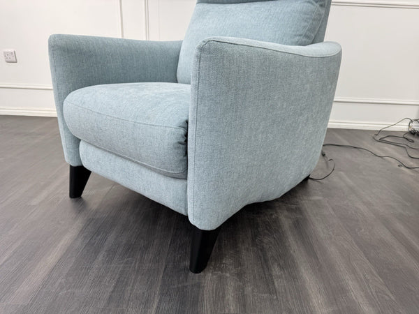 Furniture Village Petit Blue Herringbone Fabric Armchair Power Recliner5