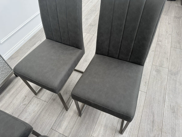 Furniture Village Grigio Set of 8 Grey Suede Dining Chairs17