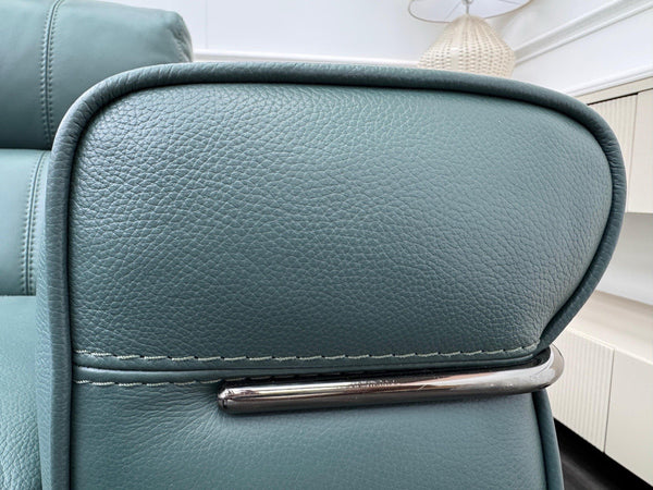 FV Homestage Leather 3 Seater Power Recliner & Headrest Lake Green10