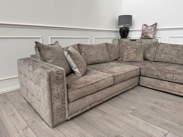 Sofology Midas Grey Fabric Corner Sofa Full Back With Scatter Cushions11