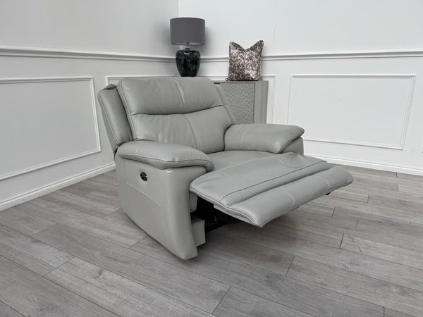 Furniture Village Touch Grey Leather Power Recliner Armchair17