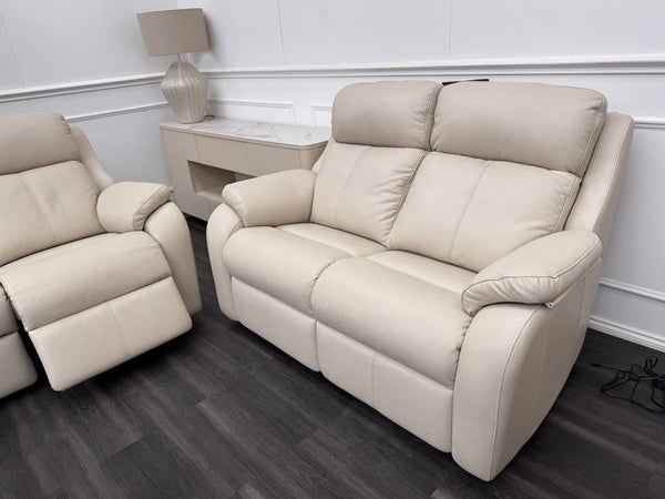 G Plan Kingsbury Cambridge Stone Leather Power Recliner 3 Seat + Static 2 Seat3