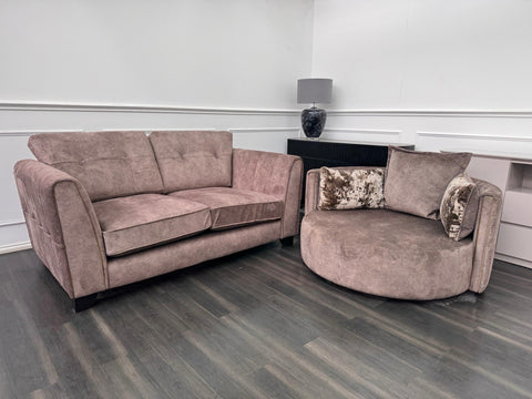 FURNITURE VILLAGE ARIANA 2 Seater Sofa Cuddle Set Classic Back Dapple Chocolate0