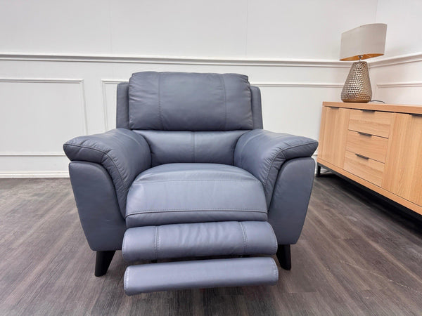 DFS Power Recliner Armchair Navy Blue Leather9