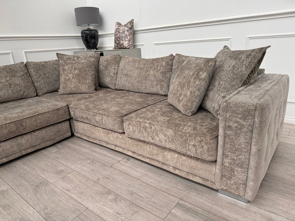 Sofology Midas Grey Fabric Corner Sofa Full Back With Scatter Cushions13