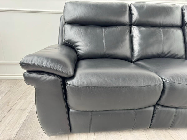 FV Serene Black Leather Power Recliner 3 Seater Sofa Lumbar + Headrest11