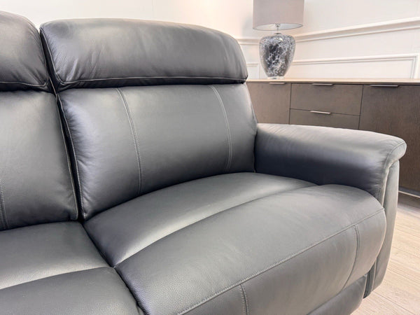 LA Z BOY PARIS Power Recliner 3 Seater Sofa In Black Leather Power Headrest15