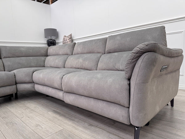 Sofology Missouri Corner Sofa In Silver Grey Fabric Power Recliner + Headrest17