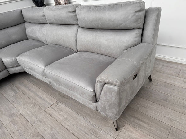 Furniture Village Contempo Grey Microfibre Power Recliner L Shape Corner Sofa14