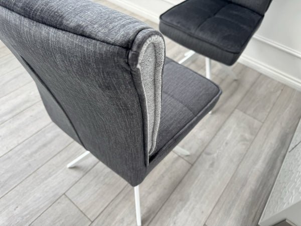 Furniture Village Glacier Pair Of 2 Swivel Dining Chairs Dark Grey Fabric10