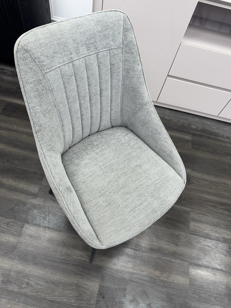 FV Crete Silver Grey Fabric Swivel Dining Chair With Handle set of 6 (Delivery)3