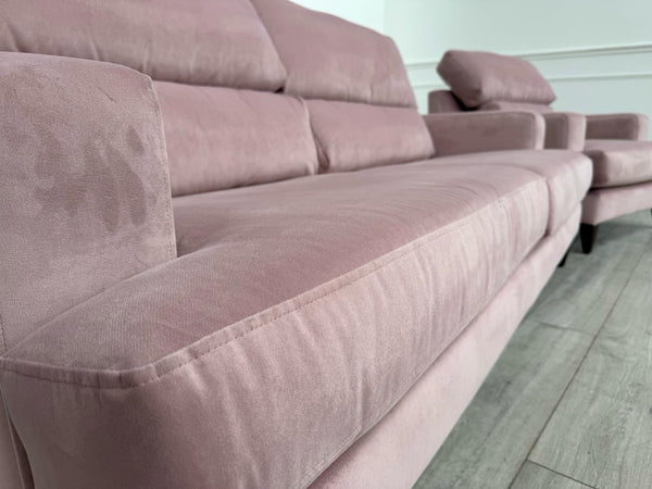 Furniture Village Lounge Co Romilly 3 Seater + Armchair Sofa Set Pink Velvet3