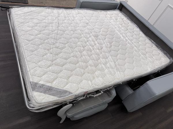 DFS Sonno 3 Seater Sofabed In Baby Blue Leather Electric Power Pull Out23