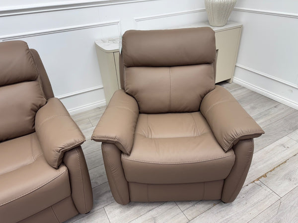 Furniture Village Dark Taupe Leather Power Recliner Armchair1