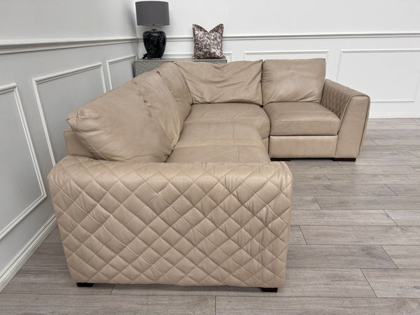 Sofology Mazzini Corner Sofa Dakota Ice Cream Leather 3/CNR/18