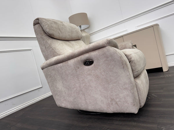 Furniture Village Rowen Beige Fabric Armchair Power Recliner+Swivel+Rocking17