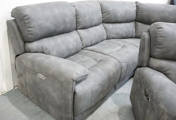 Furniture Village Link dark grey Leather Power Recliner Corner Sofa Symmetrical2