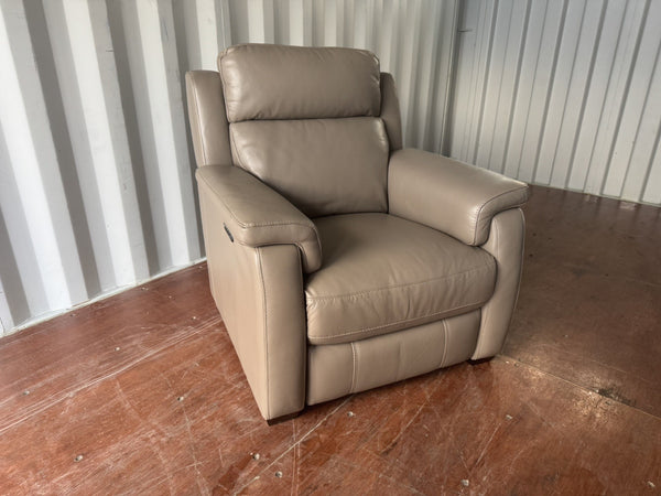 Furniture Village Nicolleti Taupe Leather Armchair Power Recliner + Headrest 14
