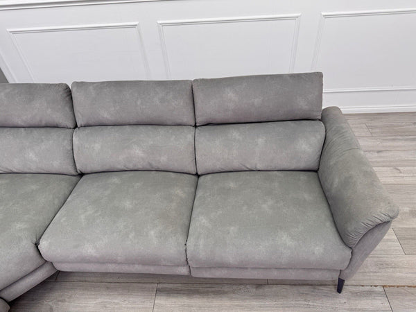 Sofology Missouri Corner Sofa In Silver Grey Fabric Power Recliner + Headrest12