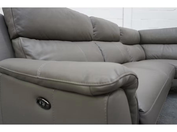 Furniture Village Contempo elephant grey leather power recliner corner sofa3