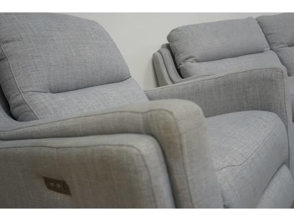 Parker Knoll Portland 3 Seater Sofa & Power Recliner Armchair - Baby Blue Fabric6
