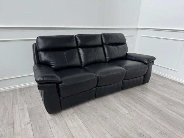 FV Serene Black Leather Power Recliner 3 Seater Sofa Lumbar + Headrest14