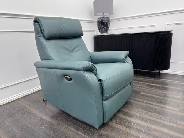 Furniture Village Rowen Lake Green Leather Armchair Pwr Recliner+Swivel+Rocking12