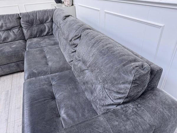 Sofology Maximo Large Corner Sofa Dark Grey Aniline Leather 3/CNR/37