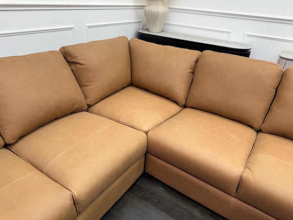 Sofology Tan Brown Leather Symmetrical Corner Sofa (Not Recliner)10