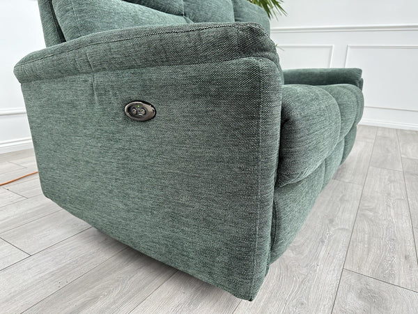 FURNITURE VILLAGE Piccolo Moss Green Fabric Power Recliner 3 Seater Sofa12